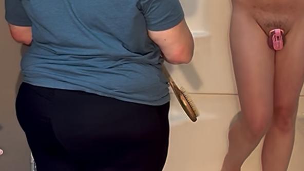 Wet Bottom BathBrush Spanking