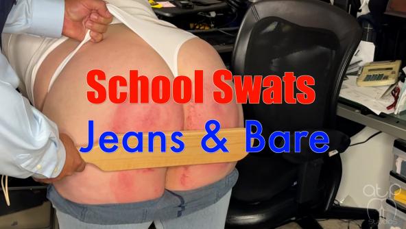School Swats - Jeans and Bare Paddling for Stella - Full Paddling Scene - 1080p